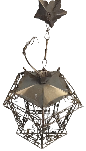 1970 EL YAPIM TEL İLE BAGLANMIŞ SALLAMA FENER 5 KÖŞELİ ÜST TARAF GENİŞ ALTTA DARALAN PİRAMİT MÖDEL 