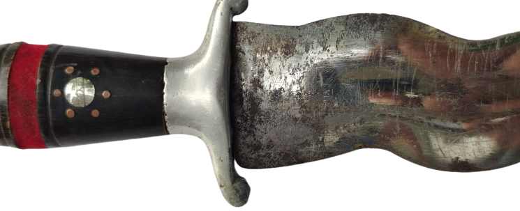 HANCER AHŞAP DERİ KAPLAMA KIN BOYNUZ İŞLEMELİ ELCİK  HANCER ÜZERİ İŞLEME 