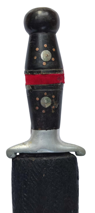 HANCER AHŞAP DERİ KAPLAMA KIN BOYNUZ İŞLEMELİ ELCİK  HANCER ÜZERİ İŞLEME 