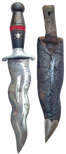 HANCER AHŞAP DERİ KAPLAMA KIN BOYNUZ İŞLEMELİ ELCİK  HANCER ÜZERİ İŞLEME 