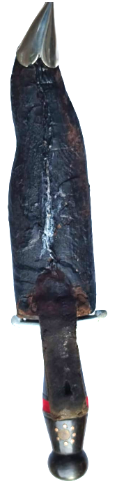 HANCER AHŞAP DERİ KAPLAMA KIN BOYNUZ İŞLEMELİ ELCİK  HANCER ÜZERİ İŞLEME 