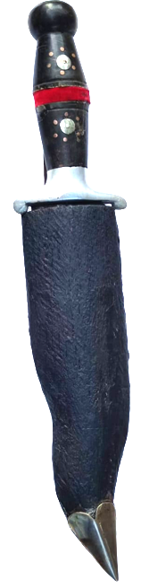 HANCER AHŞAP DERİ KAPLAMA KIN BOYNUZ İŞLEMELİ ELCİK  HANCER ÜZERİ İŞLEME 