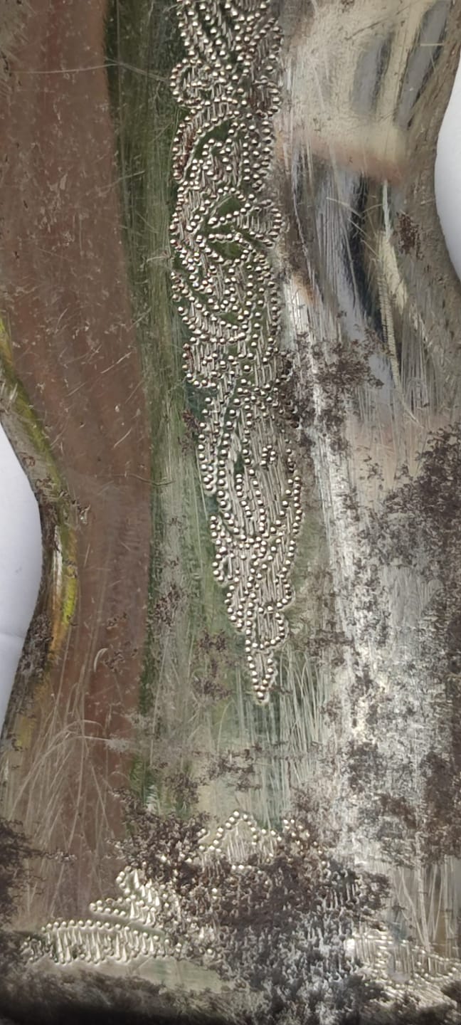 HANCER AHŞAP DERİ KAPLAMA KIN BOYNUZ İŞLEMELİ ELCİK  HANCER ÜZERİ İŞLEME 