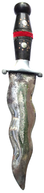 HANCER AHŞAP DERİ KAPLAMA KIN BOYNUZ İŞLEMELİ ELCİK  HANCER ÜZERİ İŞLEME 