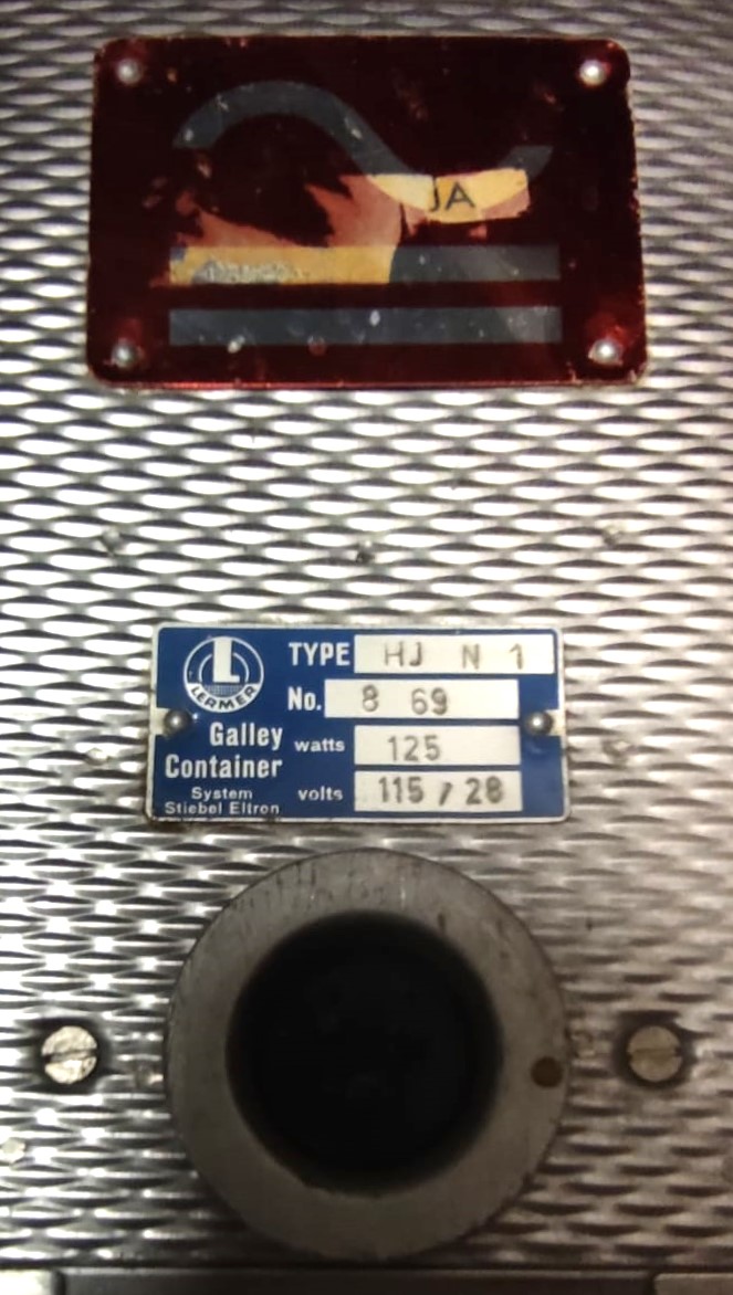 WİESBADEN GERMANY LERMER GALLEY CONTAİNER SYSTEM STİEBEL ELTRON LUFTHANSA TYPE HJ N1 UCAK İÇİ KAHVE CAY SU ISITICI