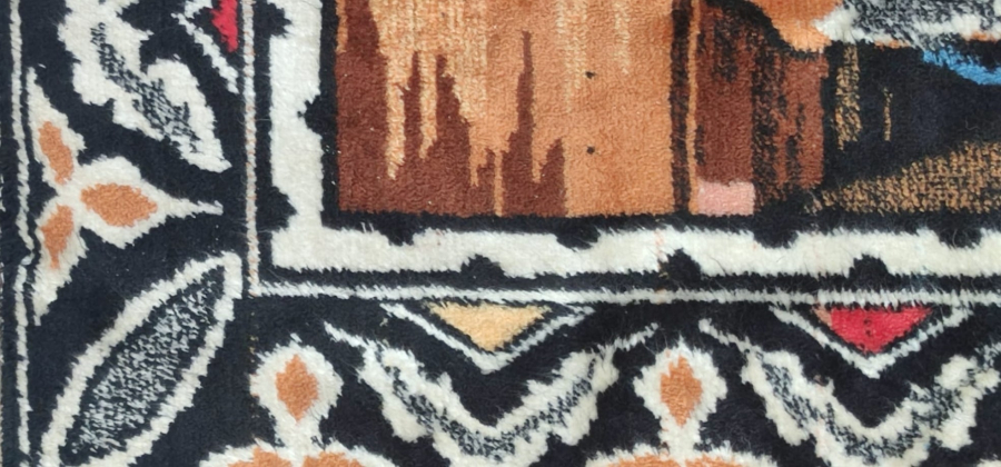 1970 LEONARDO DA VİNCİ NİN ESERİ OLAN HZ. İSA SON AKŞAM YEMEĞİ KONULU ESERİNİN KADİFE FLOŞ ÜZERİNE EL TEZGAHLARINDA DOKUNMUŞ COK CANLI RENKLERDE 