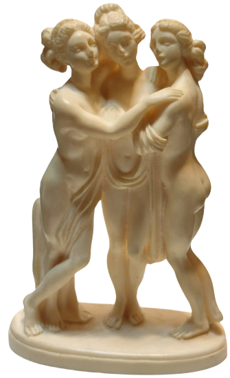 1950 GINO RUGGERI GREEK  STATUES 3 GRACES  ÜC GÜZEL TANRICA RECİNE HEYKEL KREM RENKDE ALT KAİDESİ G.R DAMGALI ORJİNAL ÜRÜN