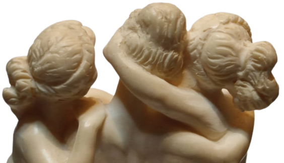 1950 GINO RUGGERI GREEK  STATUES 3 GRACES  ÜC GÜZEL TANRICA RECİNE HEYKEL KREM RENKDE ALT KAİDESİ G.R DAMGALI ORJİNAL ÜRÜN