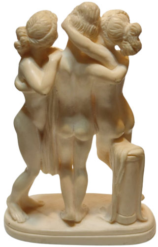 1950 GINO RUGGERI GREEK  STATUES 3 GRACES  ÜC GÜZEL TANRICA RECİNE HEYKEL KREM RENKDE ALT KAİDESİ G.R DAMGALI ORJİNAL ÜRÜN