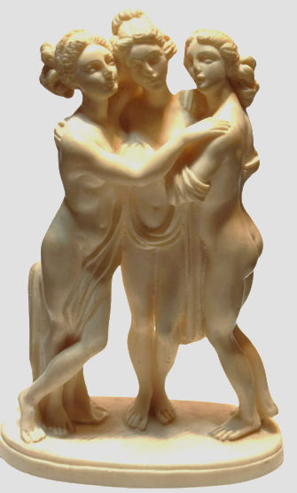 1950 GINO RUGGERI GREEK  STATUES 3 GRACES  ÜC GÜZEL TANRICA RECİNE HEYKEL KREM RENKDE ALT KAİDESİ G.R DAMGALI ORJİNAL ÜRÜN