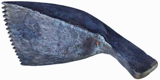 OSMANLI SICAK DÖGME DEMİR EL YAPIM KİRKİT ÜZERİ AGAC KALEM İŞLEMELİ HALI DÖKUMADA SIRALARIN SIKLANMASI İCİN HALIYA VURULAN HALI TARAGI