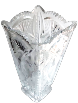 PİRAMİT FORMDA DÖRT KÖŞE KRISTAL CAM EL KESME VAZO AŞADAN YUKARIYA DOGRU  GENİŞLEYEN KARE FORMDA