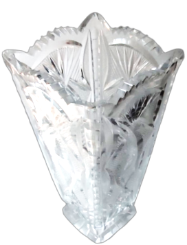 PİRAMİT FORMDA DÖRT KÖŞE KRISTAL CAM EL KESME VAZO AŞADAN YUKARIYA DOGRU  GENİŞLEYEN KARE FORMDA