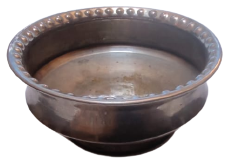 KIRIMLI ÖMER CELAL USTA CİFT YUVARLAK RESİMLİ  DAMGALI SEMAVER DAMLAMA TASI PİRİNC ÜZERİ NİKEL KAPLAMA