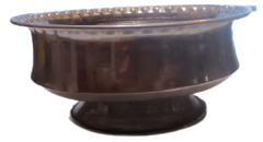 KIRIMLI ÖMER CELAL USTA CİFT YUVARLAK RESİMLİ  DAMGALI SEMAVER DAMLAMA TASI PİRİNC ÜZERİ NİKEL KAPLAMA