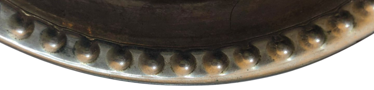 KIRIMLI ÖMER CELAL USTA CİFT YUVARLAK RESİMLİ  DAMGALI SEMAVER DAMLAMA TASI PİRİNC ÜZERİ NİKEL KAPLAMA