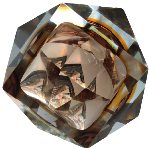 1970 MURANO KRISTAL KESİM BEYAZ VE BAL RENGİ TONLARDA KUL TABLASI MASA ÜZERİ ATAC İGNE VEYA KAGIT AGIRLIGI OLARAK KULLANILABİLİR