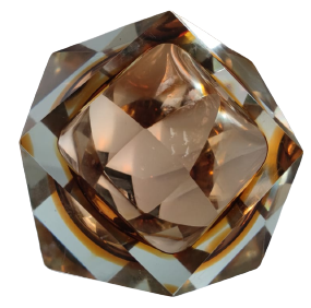 1970 MURANO KRISTAL KESİM BEYAZ VE BAL RENGİ TONLARDA KUL TABLASI MASA ÜZERİ ATAC İGNE VEYA KAGIT AGIRLIGI OLARAK KULLANILABİLİR