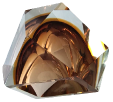 1970 MURANO KRISTAL KESİM BEYAZ VE BAL RENGİ TONLARDA KUL TABLASI MASA ÜZERİ ATAC İGNE VEYA KAGIT AGIRLIGI OLARAK KULLANILABİLİR