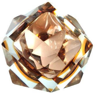 1970 MURANO KRISTAL KESİM BEYAZ VE BAL RENGİ TONLARDA KUL TABLASI MASA ÜZERİ ATAC İGNE VEYA KAGIT AGIRLIGI OLARAK KULLANILABİLİR