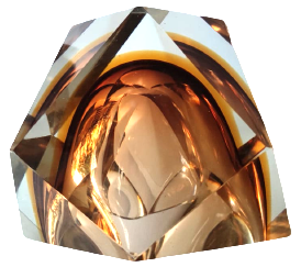 1970 MURANO KRISTAL KESİM BEYAZ VE BAL RENGİ TONLARDA KUL TABLASI MASA ÜZERİ ATAC İGNE VEYA KAGIT AGIRLIGI OLARAK KULLANILABİLİR