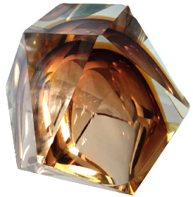 1970 MURANO KRISTAL KESİM BEYAZ VE BAL RENGİ TONLARDA KUL TABLASI MASA ÜZERİ ATAC İGNE VEYA KAGIT AGIRLIGI OLARAK KULLANILABİLİR