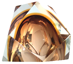 1970 MURANO KRISTAL KESİM BEYAZ VE BAL RENGİ TONLARDA KUL TABLASI MASA ÜZERİ ATAC İGNE VEYA KAGIT AGIRLIGI OLARAK KULLANILABİLİR