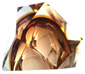 1970 MURANO KRISTAL KESİM BEYAZ VE BAL RENGİ TONLARDA KUL TABLASI MASA ÜZERİ ATAC İGNE VEYA KAGIT AGIRLIGI OLARAK KULLANILABİLİR