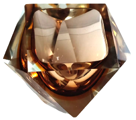 1970 MURANO KRISTAL KESİM BEYAZ VE BAL RENGİ TONLARDA KUL TABLASI MASA ÜZERİ ATAC İGNE VEYA KAGIT AGIRLIGI OLARAK KULLANILABİLİR