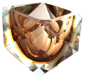 1970 MURANO KRISTAL KESİM BEYAZ VE BAL RENGİ TONLARDA KUL TABLASI MASA ÜZERİ ATAC İGNE VEYA KAGIT AGIRLIGI OLARAK KULLANILABİLİR