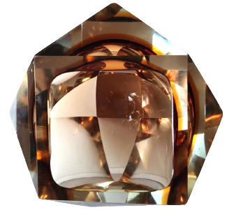 1970 MURANO KRISTAL KESİM BEYAZ VE BAL RENGİ TONLARDA KUL TABLASI MASA ÜZERİ ATAC İGNE VEYA KAGIT AGIRLIGI OLARAK KULLANILABİLİR