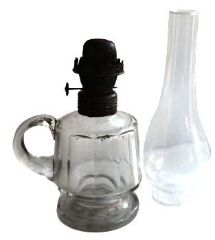 OSMANLI BİLLÜR KRISTAL GÖVDELİ KULPLU TAŞINABİLİR CAMLI FİTİLLİ GAZ LAMBASI GÖVDE KISMI SUTUN KESİM 