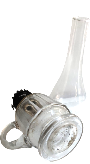 OSMANLI BİLLÜR KRISTAL GÖVDELİ KULPLU TAŞINABİLİR CAMLI FİTİLLİ GAZ LAMBASI GÖVDE KISMI SUTUN KESİM 