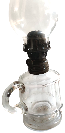 OSMANLI BİLLÜR KRISTAL GÖVDELİ KULPLU TAŞINABİLİR CAMLI FİTİLLİ GAZ LAMBASI GÖVDE KISMI SUTUN KESİM 