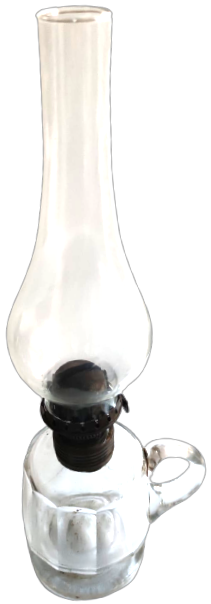 OSMANLI BİLLÜR KRISTAL GÖVDELİ KULPLU TAŞINABİLİR CAMLI FİTİLLİ GAZ LAMBASI GÖVDE KISMI SUTUN KESİM 