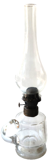 OSMANLI BİLLÜR KRISTAL GÖVDELİ KULPLU TAŞINABİLİR CAMLI FİTİLLİ GAZ LAMBASI GÖVDE KISMI SUTUN KESİM 