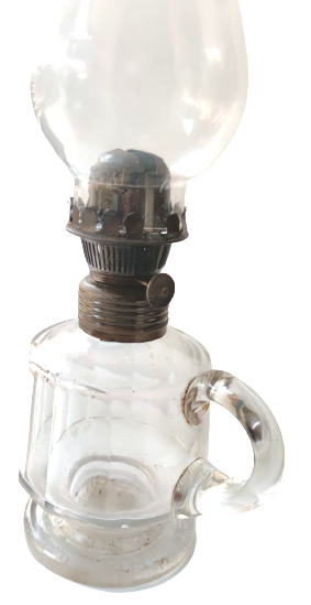 OSMANLI BİLLÜR KRISTAL GÖVDELİ KULPLU TAŞINABİLİR CAMLI FİTİLLİ GAZ LAMBASI GÖVDE KISMI SUTUN KESİM 