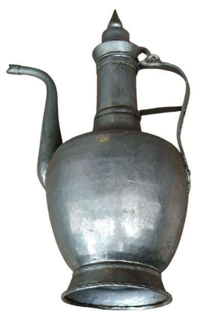 OSMANLI İNEGOL BAKIR DÖGME USTA İŞİ GELİN İBRİGİ GELİN ODASI İCİNDE KULLANILMAK  İCİN YAPILMIŞ UFAK BOYDA İBRİK 