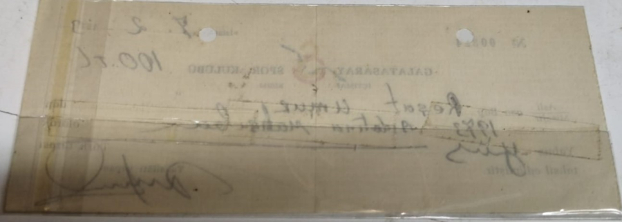 GALATASARAY SPOR KULÜBÜ İCTİMAİ KISIM 7 ŞUBAT 1973 TARİH 00324 NUMARALI 100  LİRALIK RENKLİ GS LOGOLU