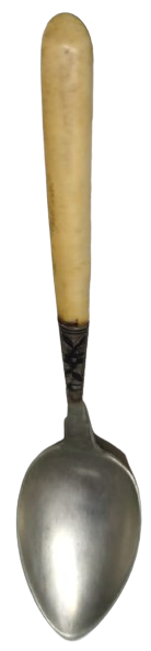 OSMANLI BAGLANTI YERİ GÜMÜŞ  SAVATLI SAP KISMI FİLDİŞİ YEMEK KAŞIKGI