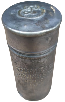 1920 COLGATE&CO SHAVİNG STICK NEW YORK U.S.A TRAŞ CUBUGU  TRAŞ KÖPÜK SABUNU METAL ÜZERİ İNSİYALLİ KAPAKLI KUTUSU