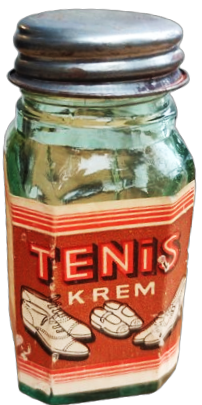 M.NURİ LEFLEF TENİS KREM İSKANPİN BOYASI CAM ÜZERİ RENKLİ ETİKETLİ ORJİNAL KAPAKLI KENDİ ŞİŞESİNDE AYAKKABI BOYASI İÇERSİ BOSTUR