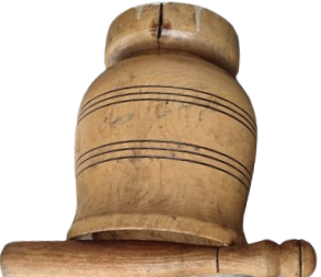 BUYUK DEV BOYDA TEK PARCA AHŞAP KOLLU HAVAN EL YAPIM 