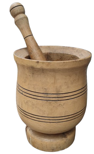 BUYUK DEV BOYDA TEK PARCA AHŞAP KOLLU HAVAN EL YAPIM 