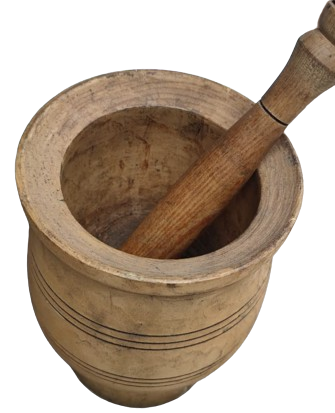 BUYUK DEV BOYDA TEK PARCA AHŞAP KOLLU HAVAN EL YAPIM 