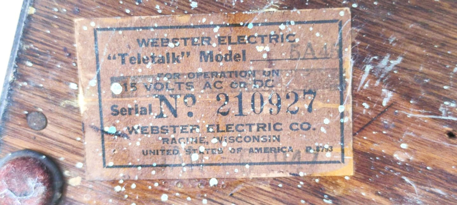 1941 WEBSTER ELECTRİK CO TELETALK MODEL İNTERKOM SİSTEMİ CİFT TARAFLI HOPARLOR AHŞAP KASA USA