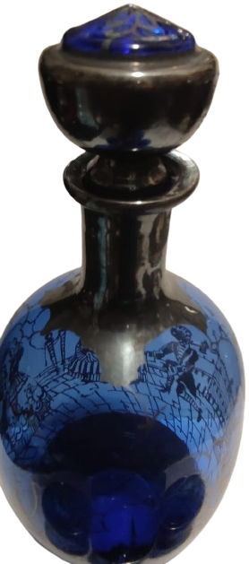 1900 ZEMZEM TAKIMI OSMANLI PAZARI İÇİN ÖZEL YAPILMIŞ ÜZERLERİ GÜMÜŞ EL CEKME KOBALT MAVİSİ CAMİİ TAVSİRLİ TAM TAKIM