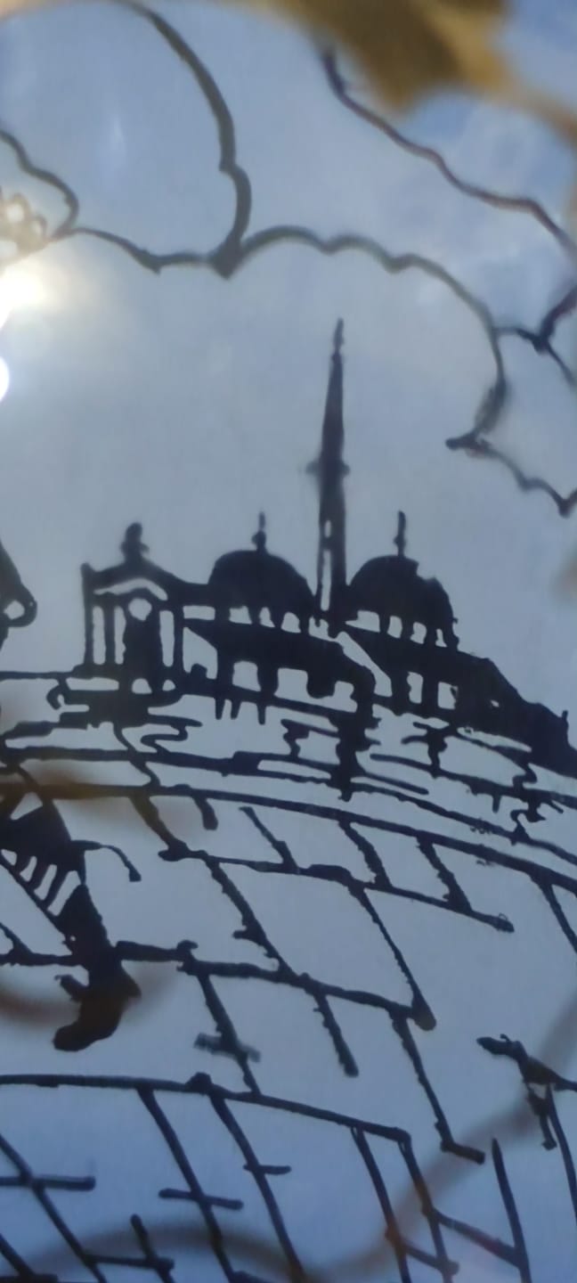 1900 ZEMZEM TAKIMI OSMANLI PAZARI İÇİN ÖZEL YAPILMIŞ ÜZERLERİ GÜMÜŞ EL CEKME KOBALT MAVİSİ CAMİİ TAVSİRLİ TAM TAKIM