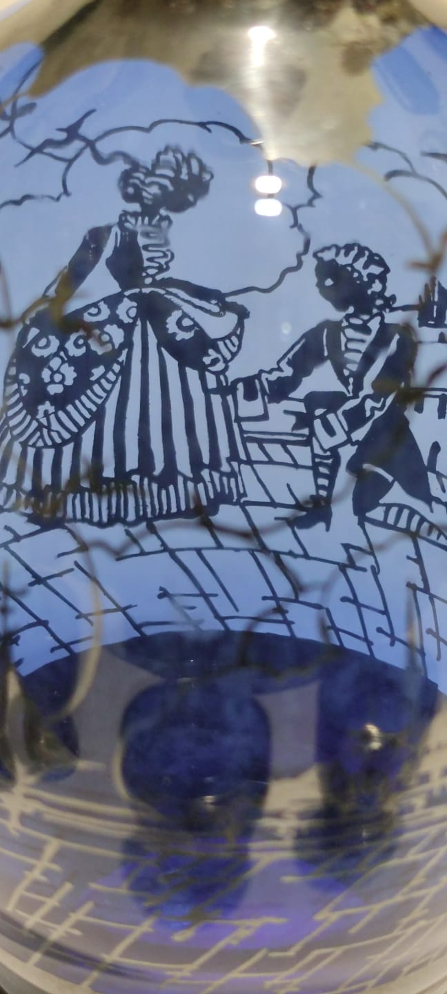 1900 ZEMZEM TAKIMI OSMANLI PAZARI İÇİN ÖZEL YAPILMIŞ ÜZERLERİ GÜMÜŞ EL CEKME KOBALT MAVİSİ CAMİİ TAVSİRLİ TAM TAKIM