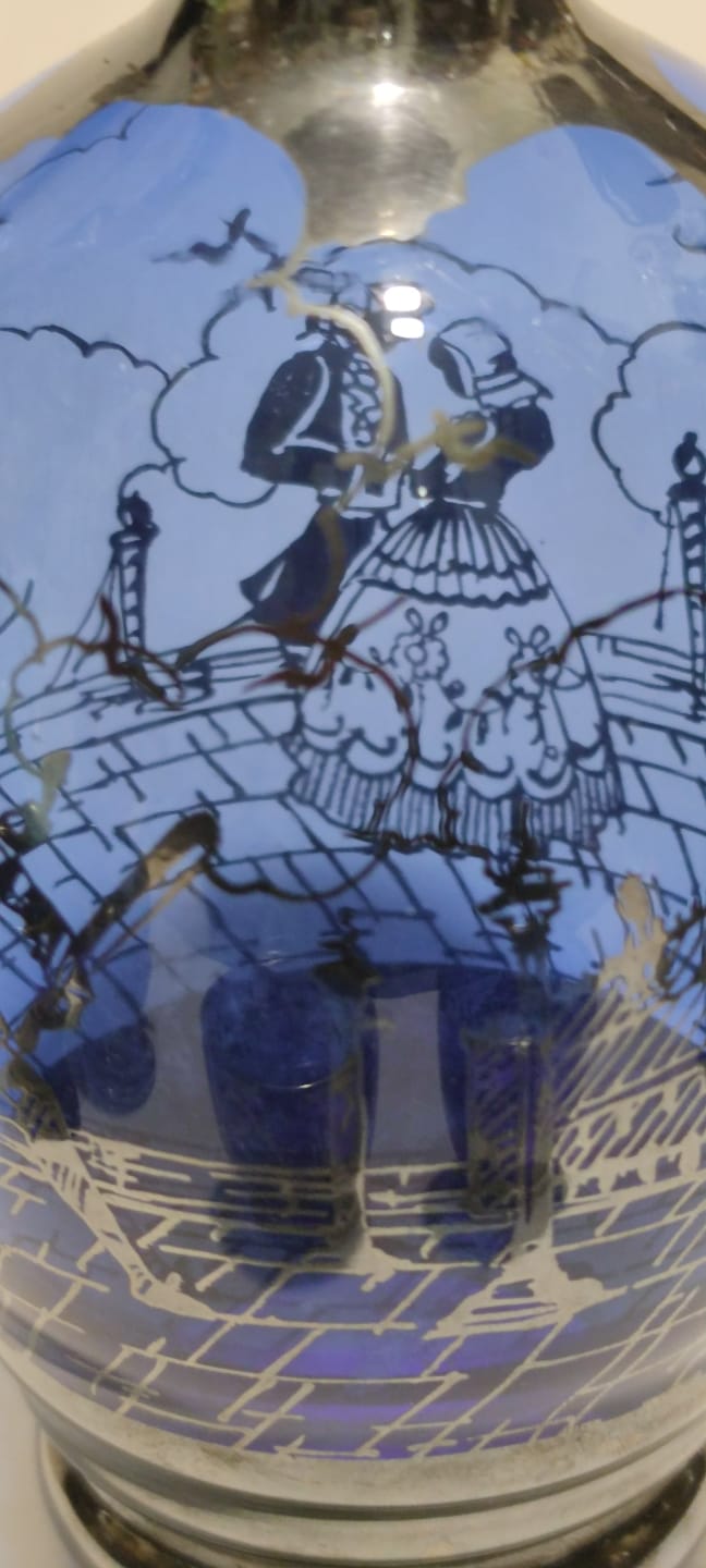 1900 ZEMZEM TAKIMI OSMANLI PAZARI İÇİN ÖZEL YAPILMIŞ ÜZERLERİ GÜMÜŞ EL CEKME KOBALT MAVİSİ CAMİİ TAVSİRLİ TAM TAKIM